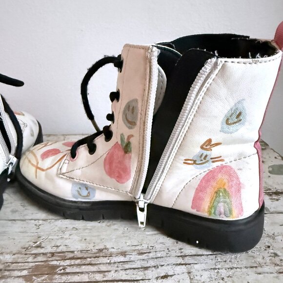 Sugar Girls White Faux Leather Lace Up Mid Calf Boots Size 13 Original Artwork - Picture 7 of 10